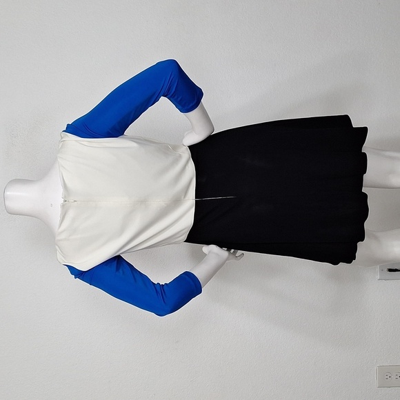 Tibi Multicolor Colorblock 3/4 Sleeves Retro Business Casual Crepe Mini Dress 6 - Picture 6 of 10